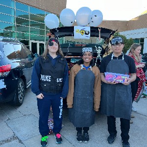 Students dressed for Halloween